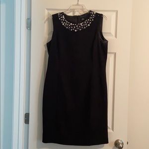 New Directions Black Dress with Pearl Collar